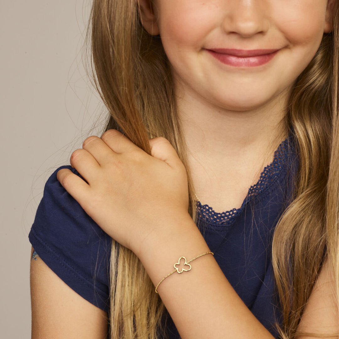 14k Geelgouden Armband met Vlinder - Verstelbare Draaglengtes (11-13 cm)