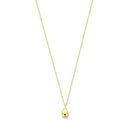 Verfijnd 14k Geelgouden Collier met Druppel - Verstelbare Draaglengtes van 42-45 cm