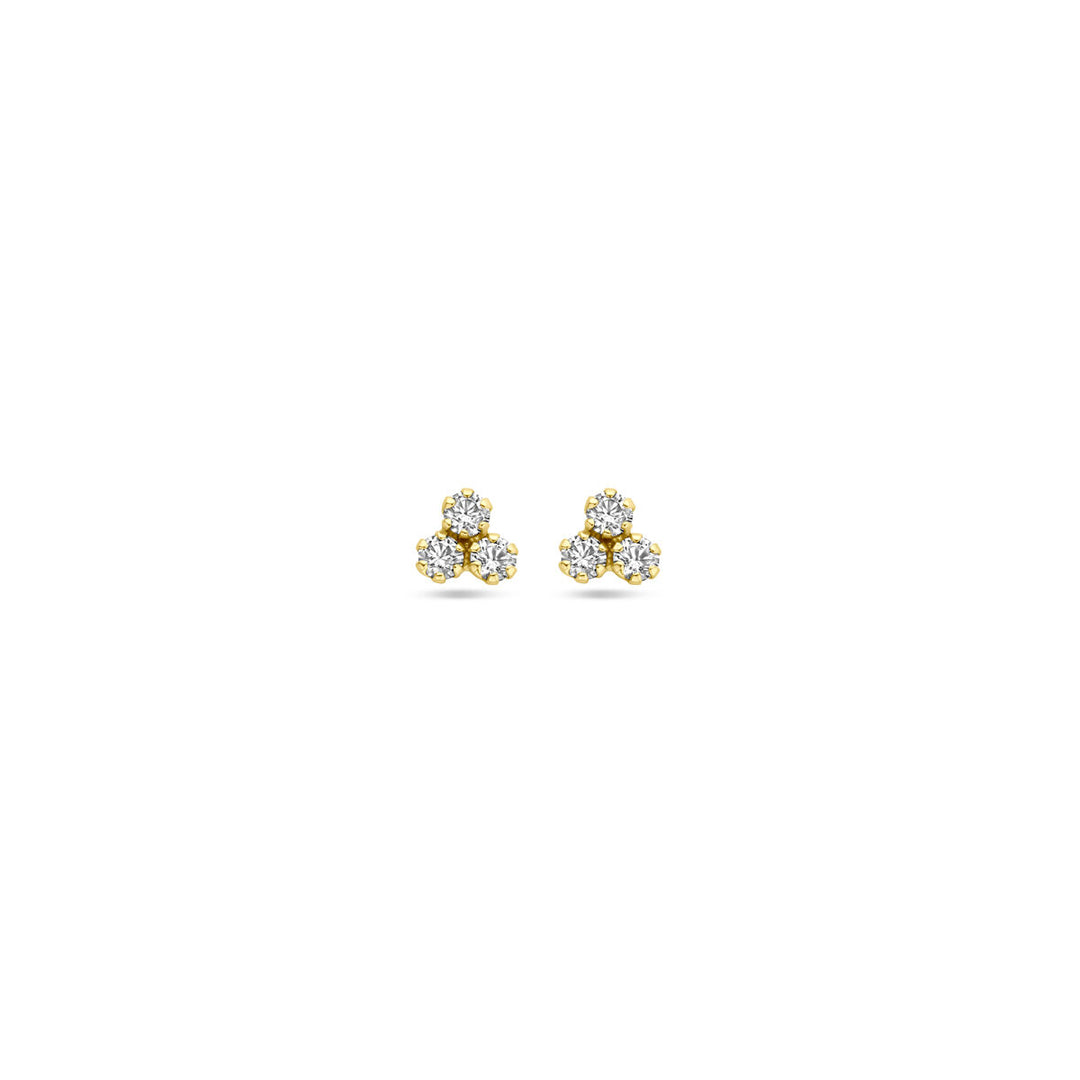 Stijlvolle 14k Geelgouden Oorknoppen met Zirkonia - 4.5x4.5mm