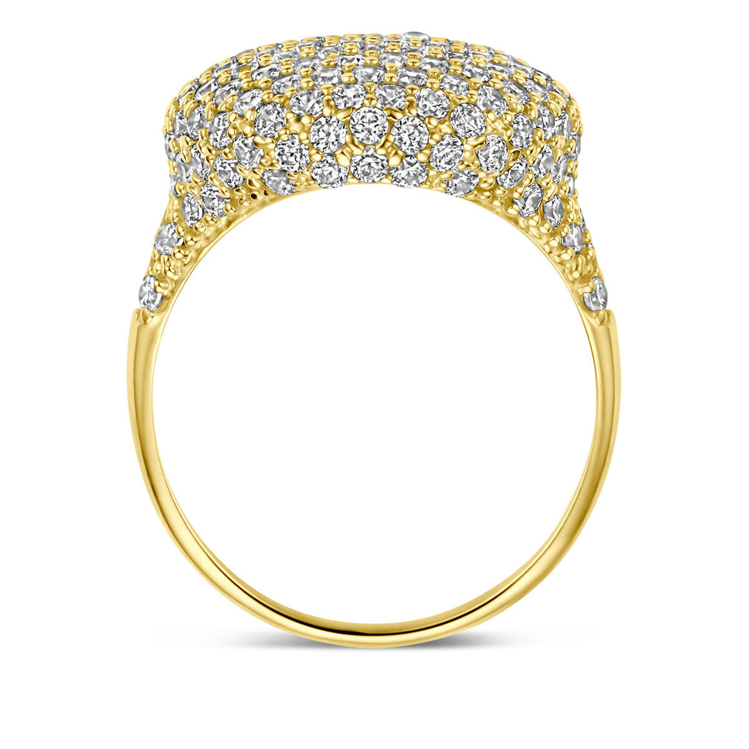 Prachtige 14k Geelgouden Ring met Zirkonia - Breedte 16.5mm