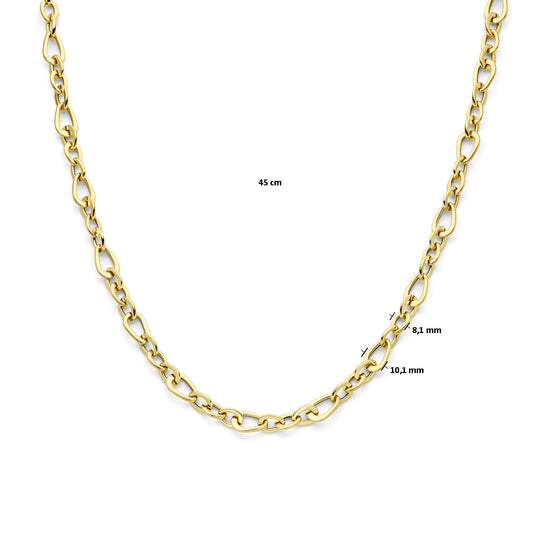 14k Geelgouden Collier - Elegant en Tijdloos met 10 mm Schakelbreedte