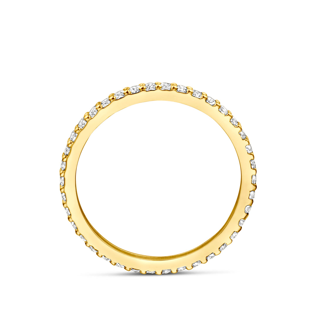14k Geelgouden ring uitgevoerd met Zirkonia, 1.5mm
