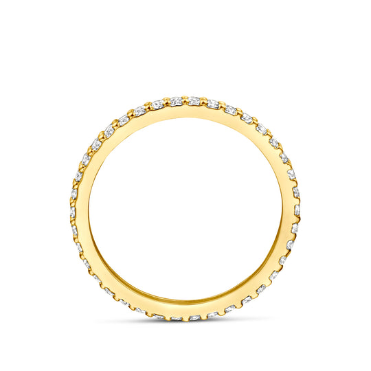 14k Geelgouden ring uitgevoerd met Zirkonia, 1.5mm