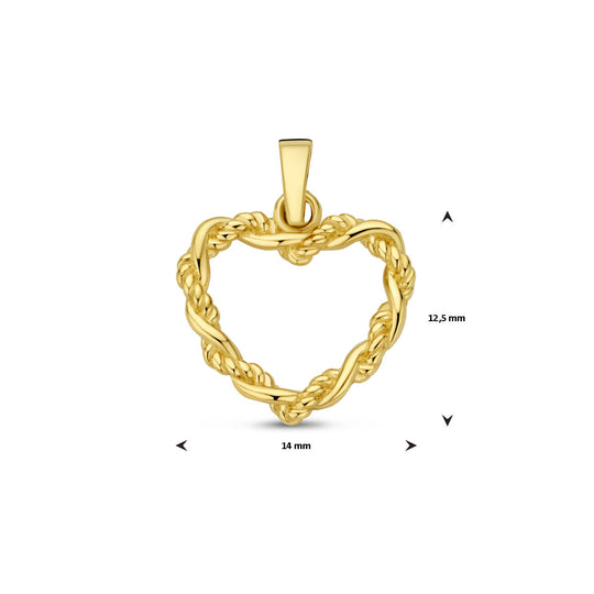 14k Geelgouden Hanger in Hartvorm – Een Elegant Symbool van Liefde en Verbondenheid