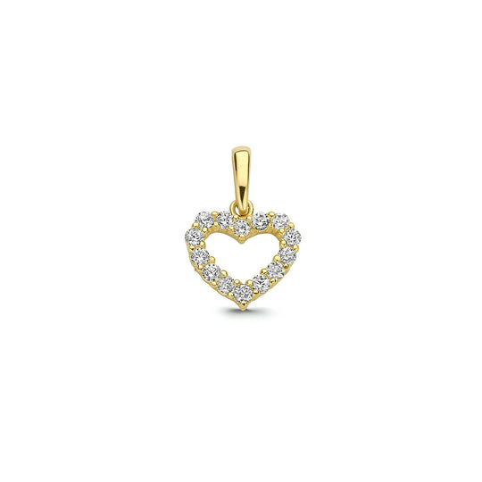 9k Geelgouden Hart Hanger met Zirkonia 8mm