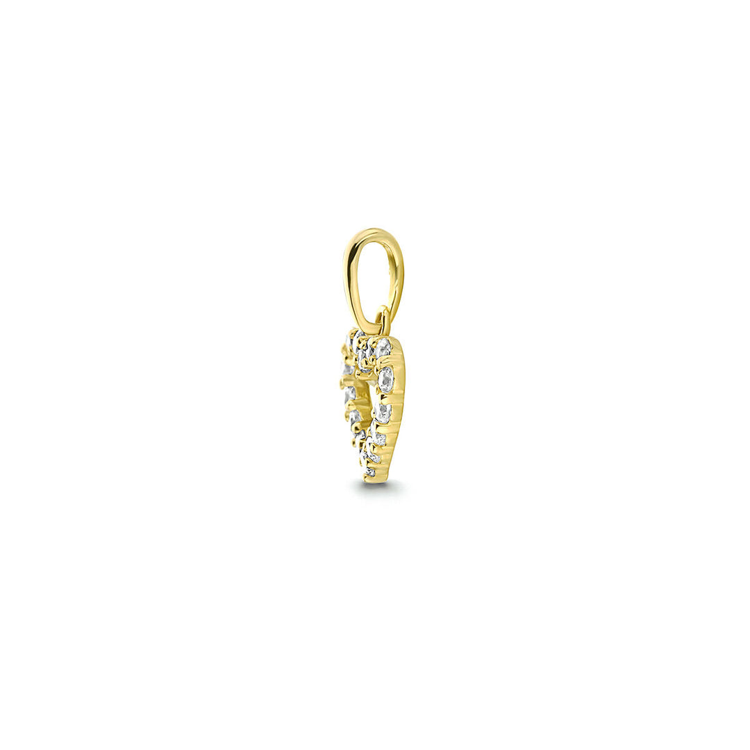 9k Geelgouden Hart Hanger met Zirkonia 8mm