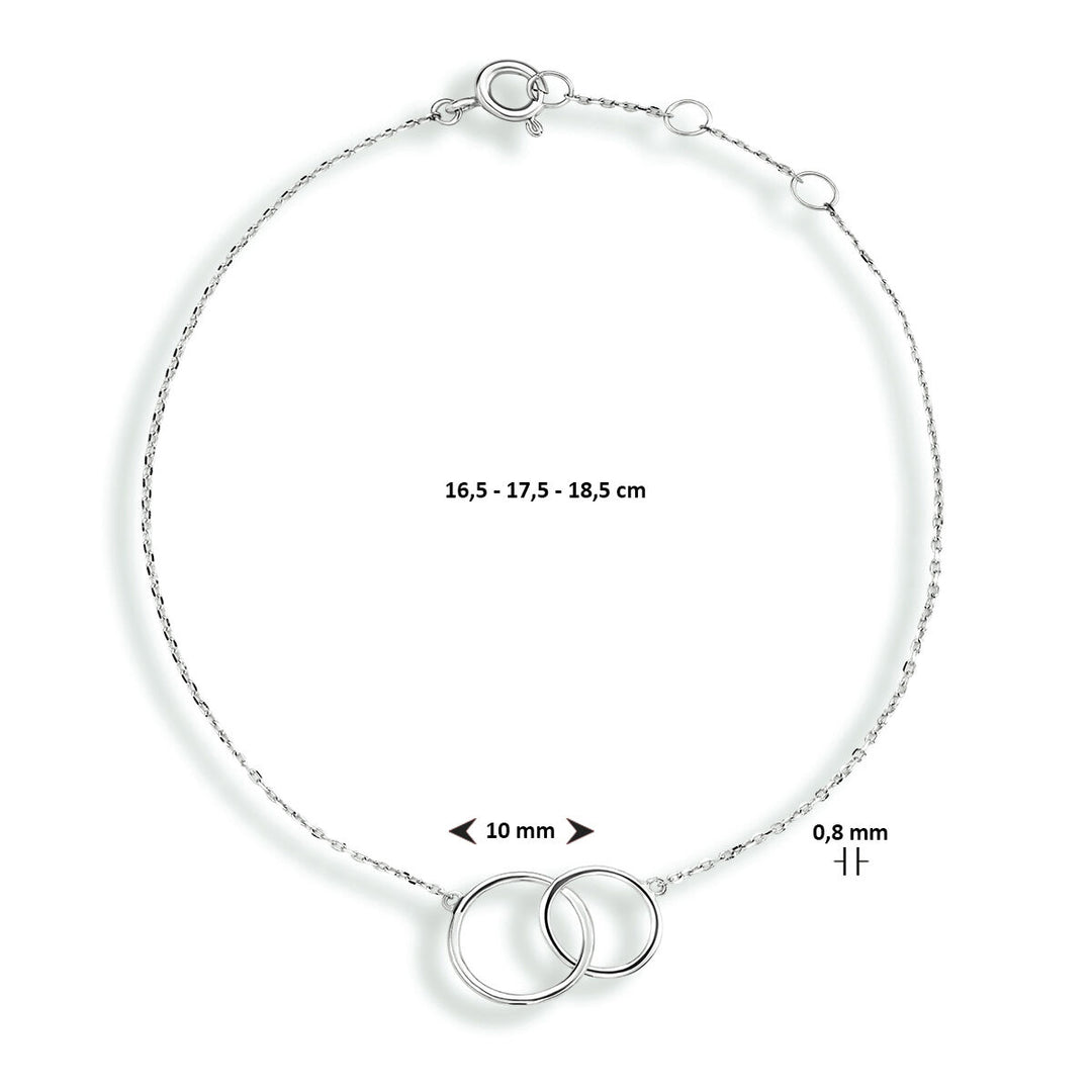 14k Witgouden Armband met Open Rondjes – 16,5-18,5 cm