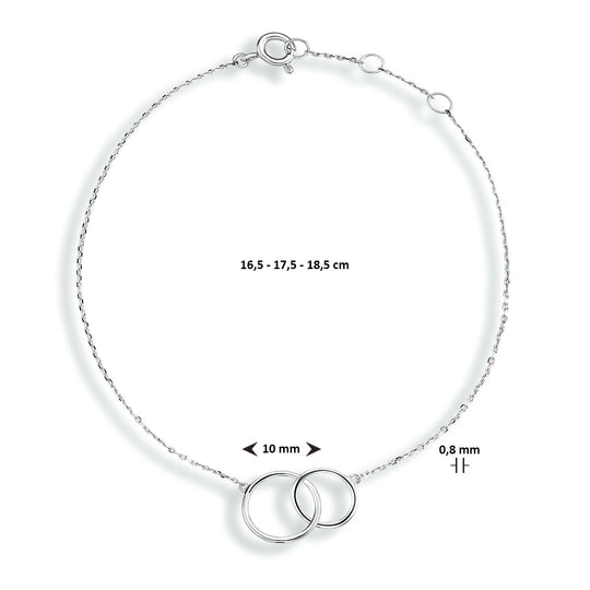 14k Witgouden Armband met Open Rondjes – 16,5-18,5 cm
