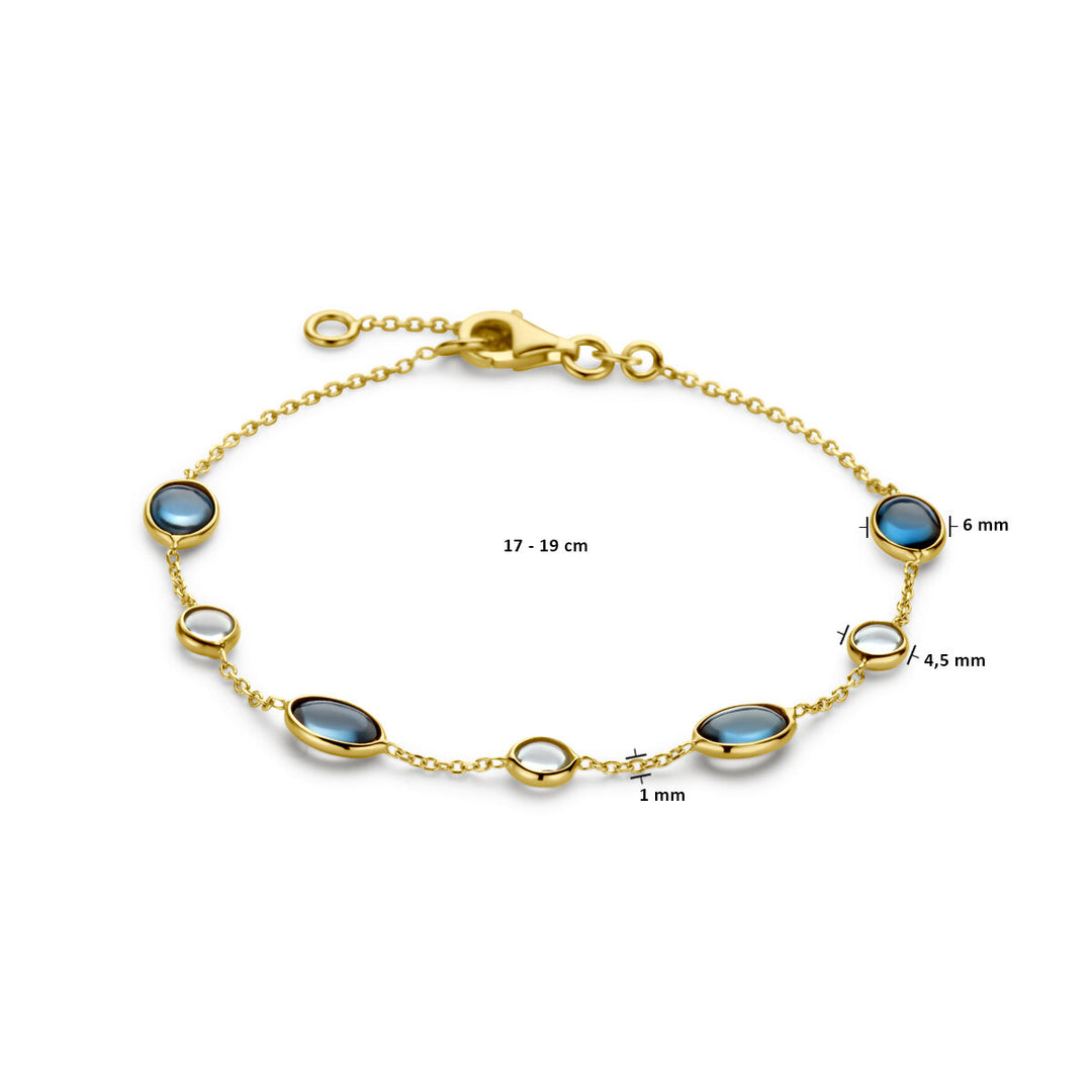 14k Geelgouden Armband met London Blue en Blauwe Topaas – 17-19 cm