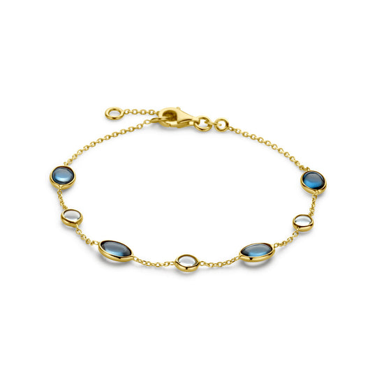 14k Geelgouden Armband met London Blue en Blauwe Topaas – 17-19 cm