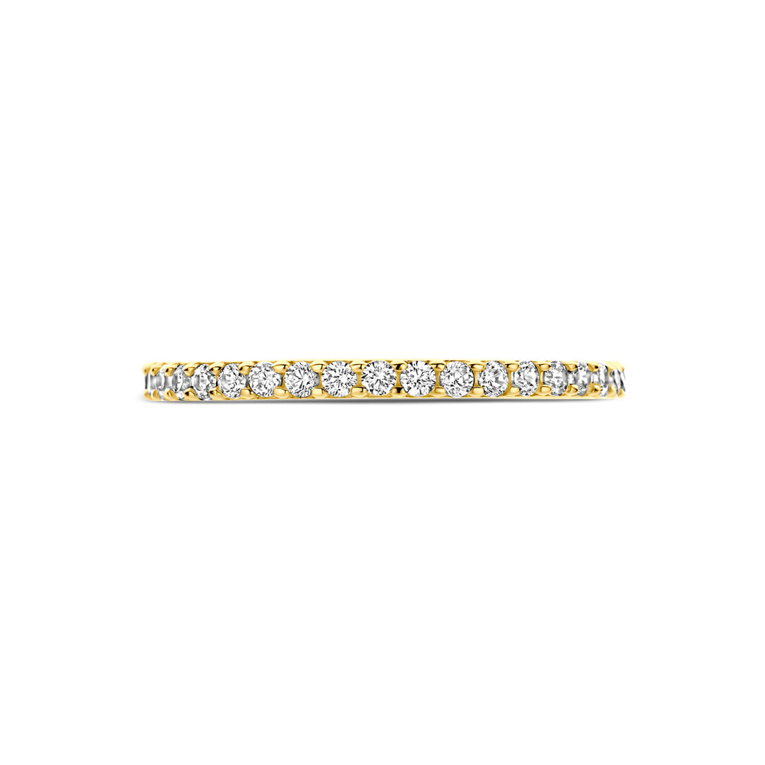 14k Geelgouden ring uitgevoerd met Zirkonia, 1.5mm