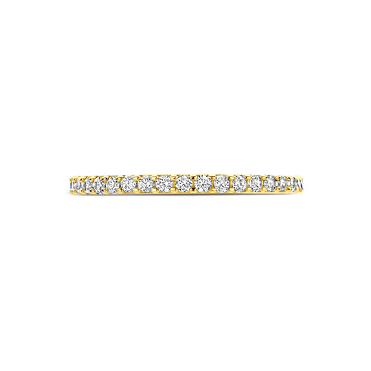 14k Geelgouden ring uitgevoerd met Zirkonia, 1.5mm
