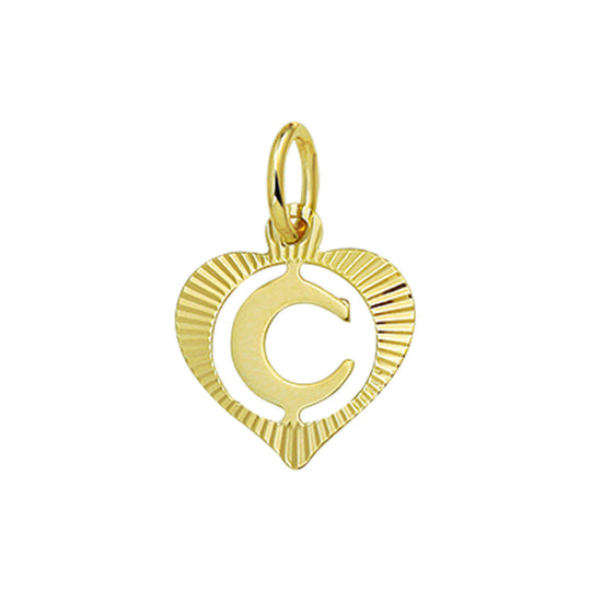 14k geelgouden hanger hart met brief
