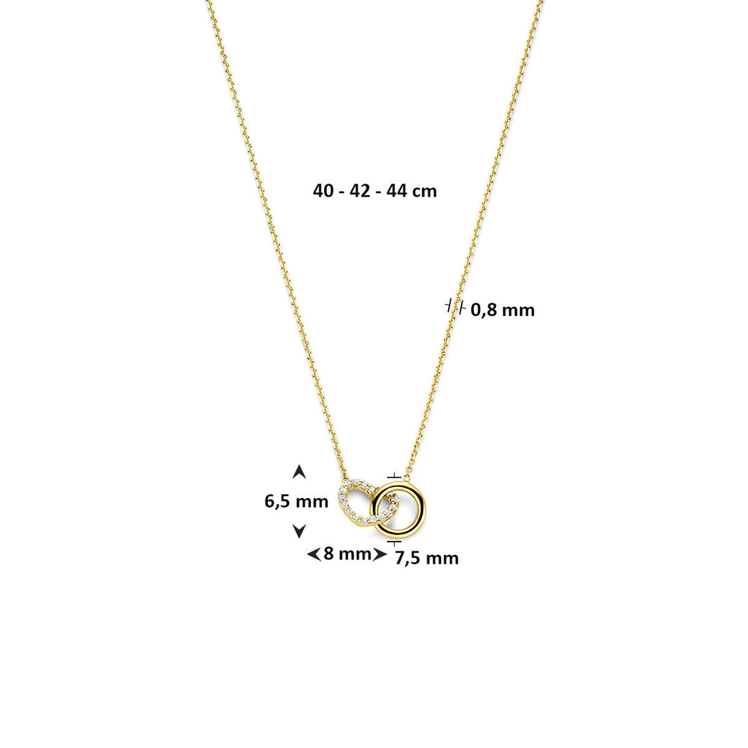 14k Geelgouden Ketting met Hartje en Zirkonia – 40-44 cm