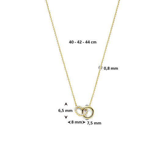 14k Geelgouden Ketting met Hartje en Zirkonia – 40-44 cm
