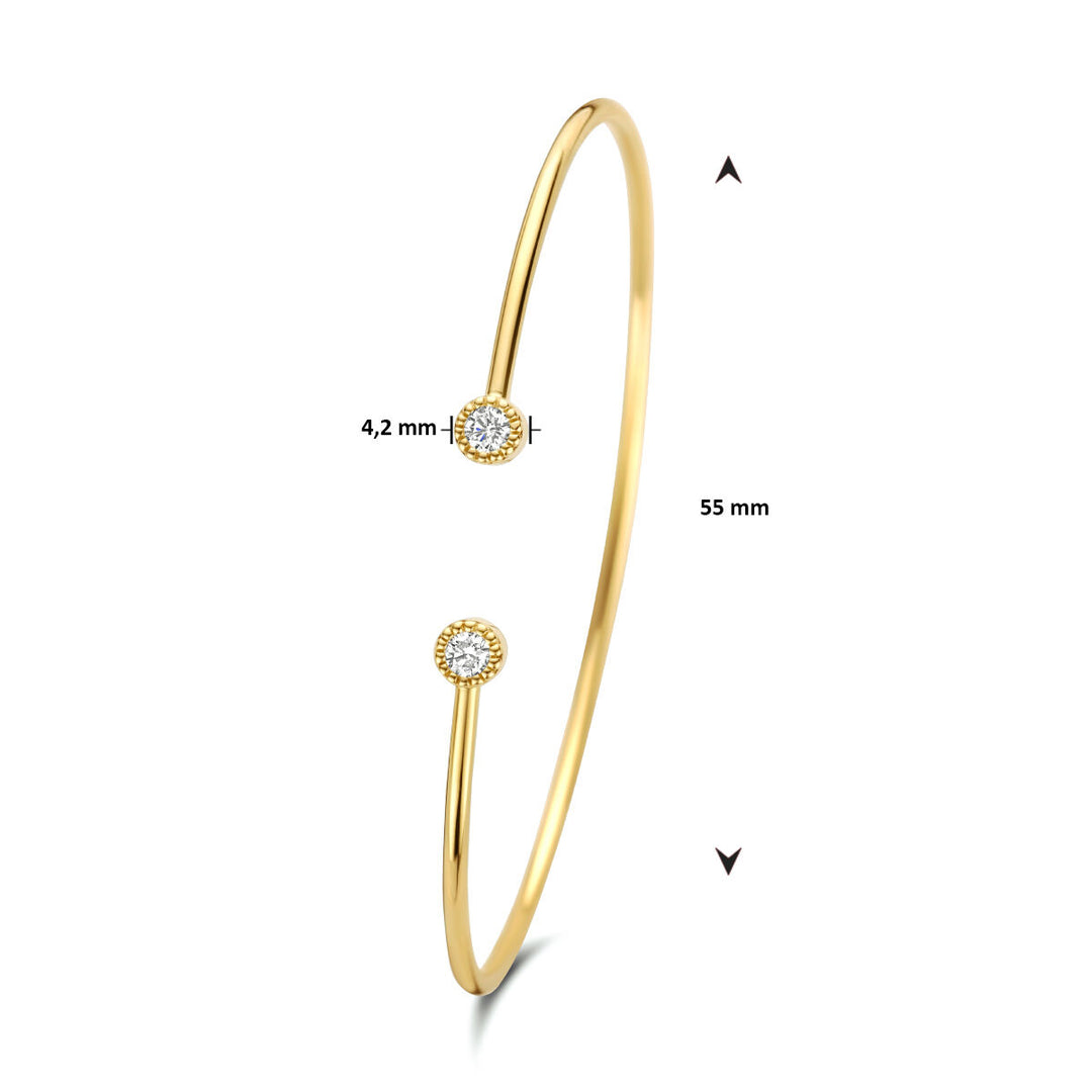 14k Geelgouden Spang Armband met Diamant 0.19ct H SI – 55mm