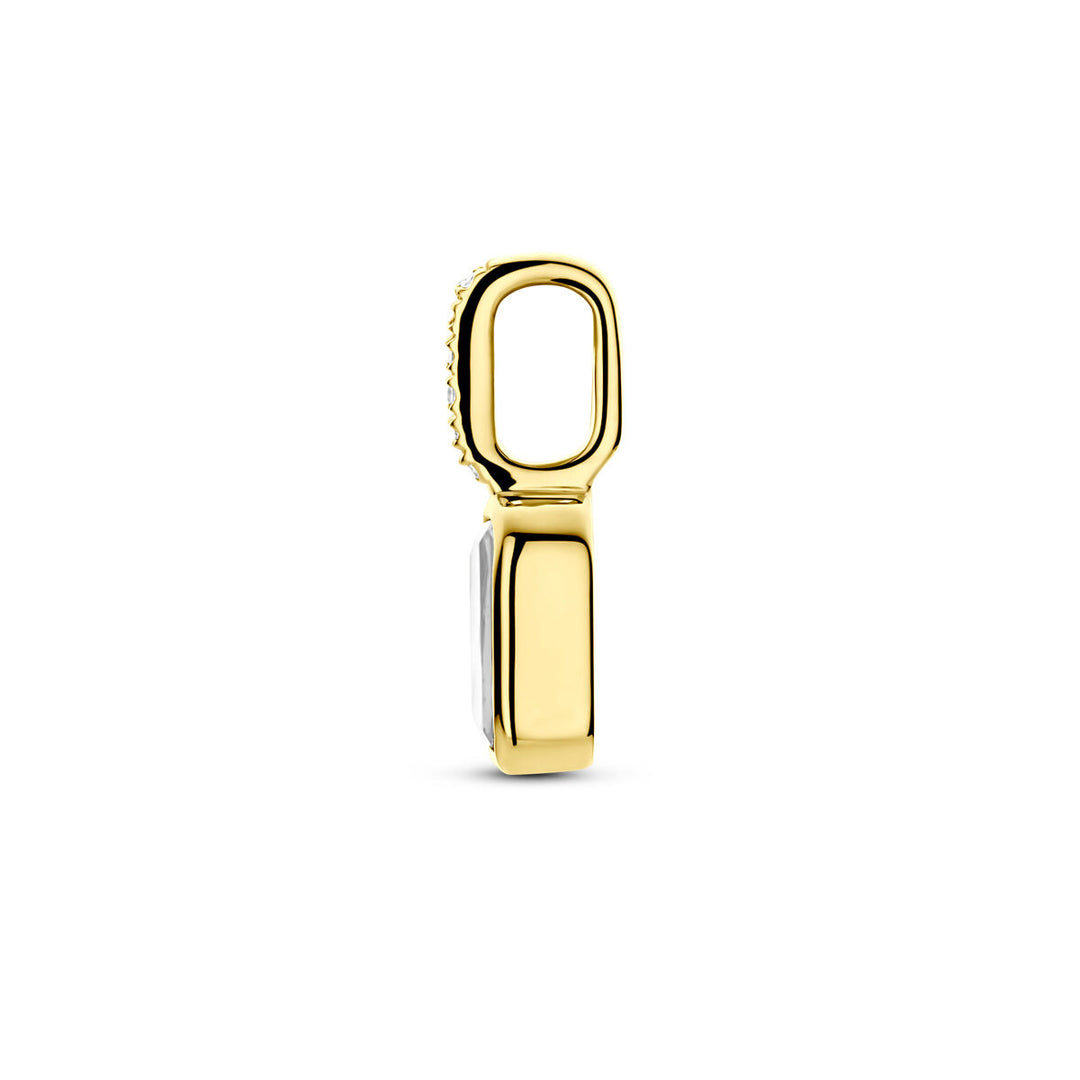 14k Geelgouden Hanger met Witte Topaas & Diamant 0.012ct (April)