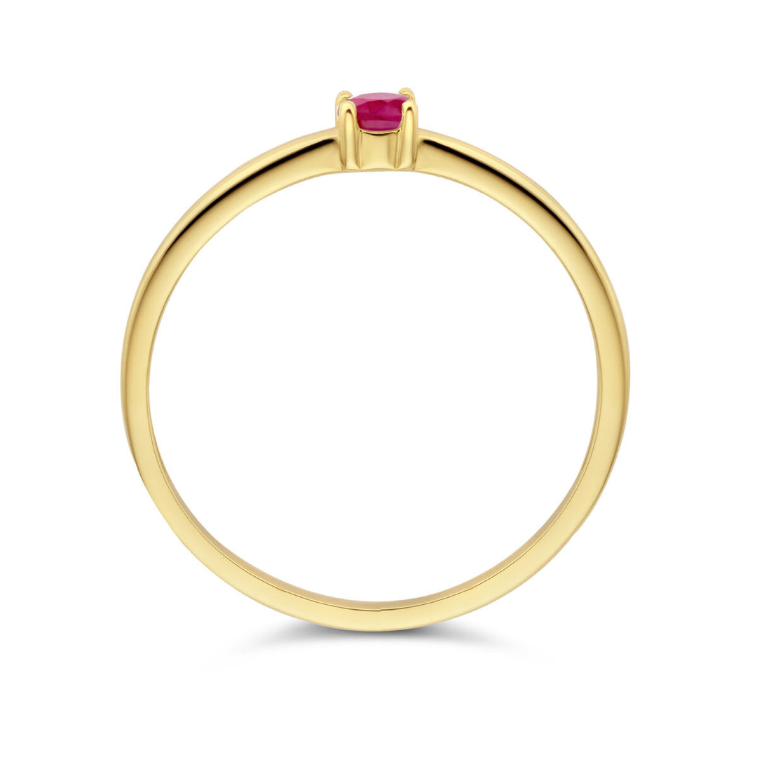 14k Geelgouden Ring Juli Robijn Geboortesteen 3mm