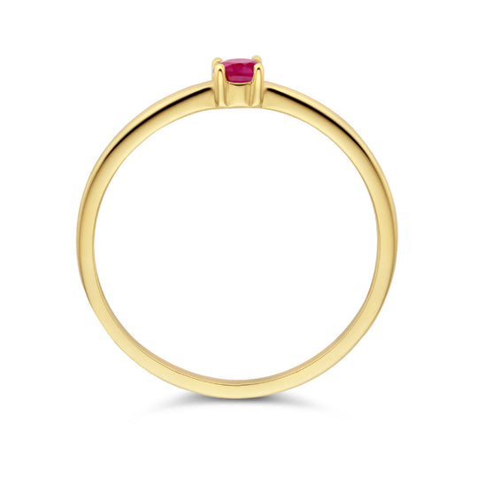 14k Geelgouden Ring Juli Robijn Geboortesteen 3mm