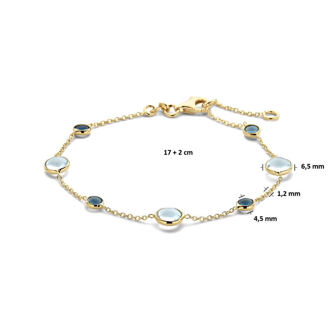 14k Geelgouden Armband met Blauwe Topaas en London Blue – 17-19 cm