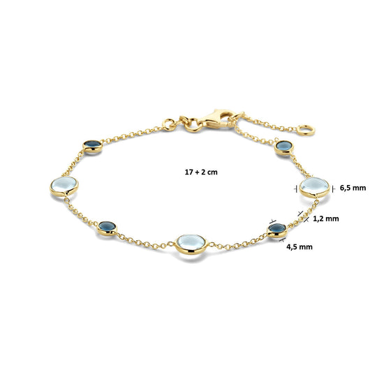 14k Geelgouden Armband met Blauwe Topaas en London Blue – 17-19 cm