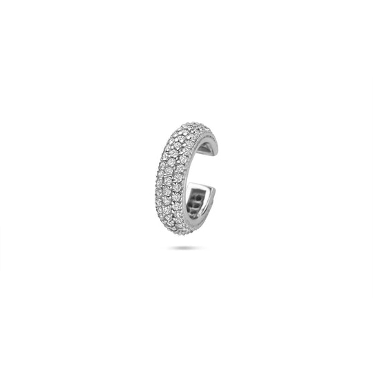 Gerhodineerd 925 zilveren ear cuff 13 mm met zirkonia – Oormanchet