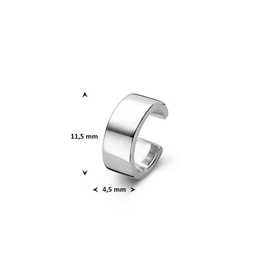 Gerhodineerd 925 zilveren ear cuff 11,5 mm – Tijdloze oormanchet