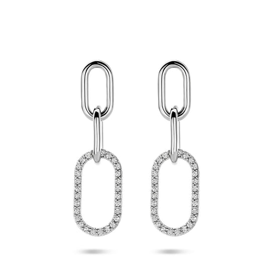 Gerhodineerd 925 zilveren oorhangers met zirkonia – 30mm