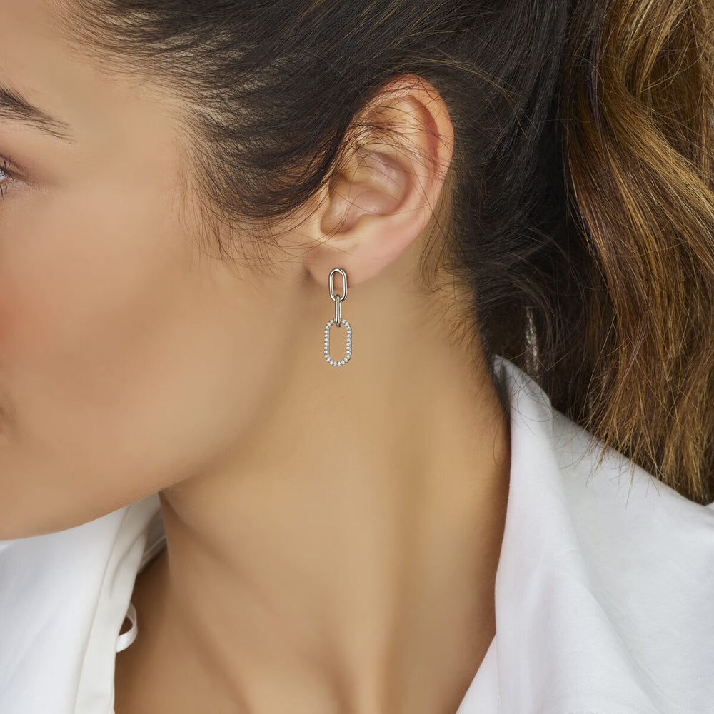 Gerhodineerd 925 zilveren oorhangers met zirkonia – 30mm