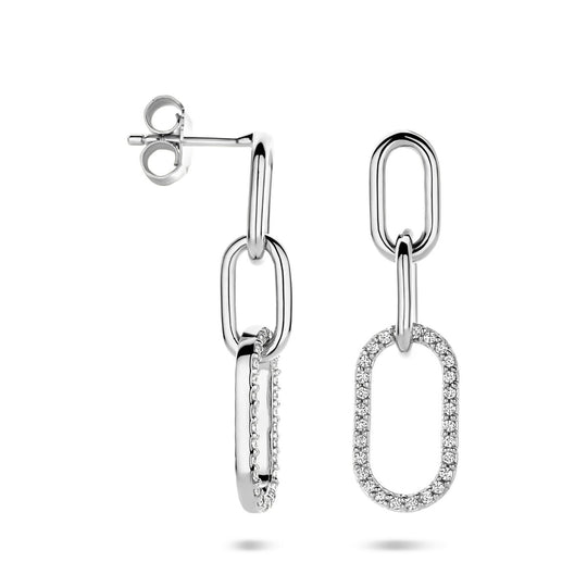 Gerhodineerd 925 zilveren oorhangers met zirkonia – 30mm