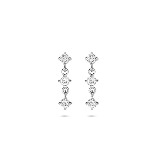 Gerhodineerd 925 zilveren oorhangers met zirkonia – 16mm