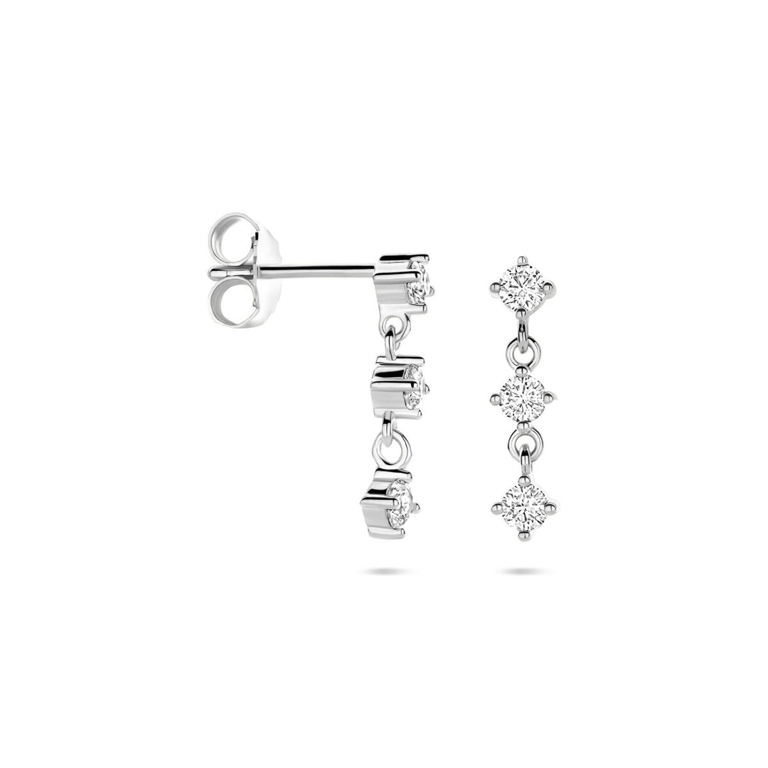 Gerhodineerd 925 zilveren oorhangers met zirkonia – 16mm