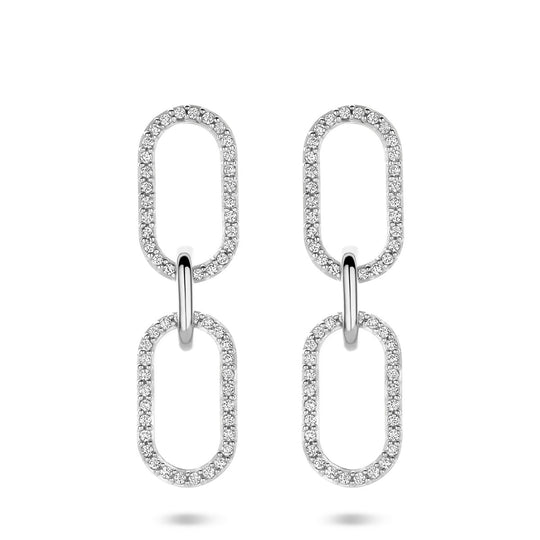Gerhodineerd 925 zilveren oorhangers met zirkonia – 33mm