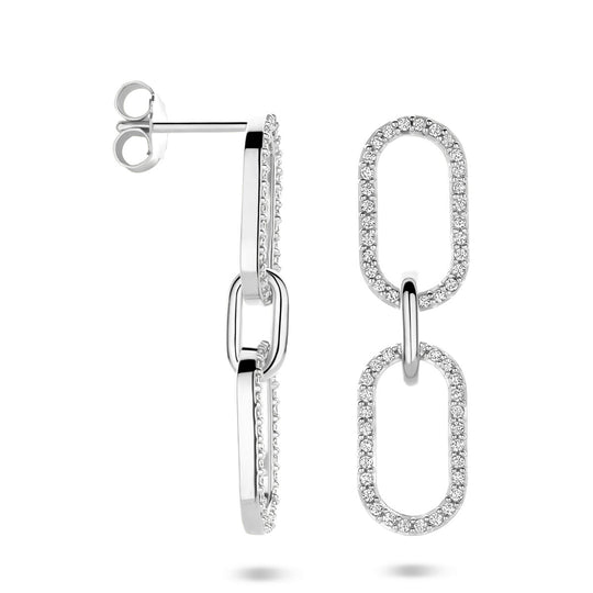 Gerhodineerd 925 zilveren oorhangers met zirkonia – 33mm