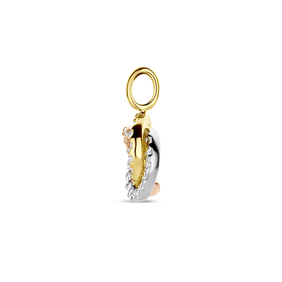 14k Tricolor Gouden Hanger met Diamant 0.13ct – 14mm