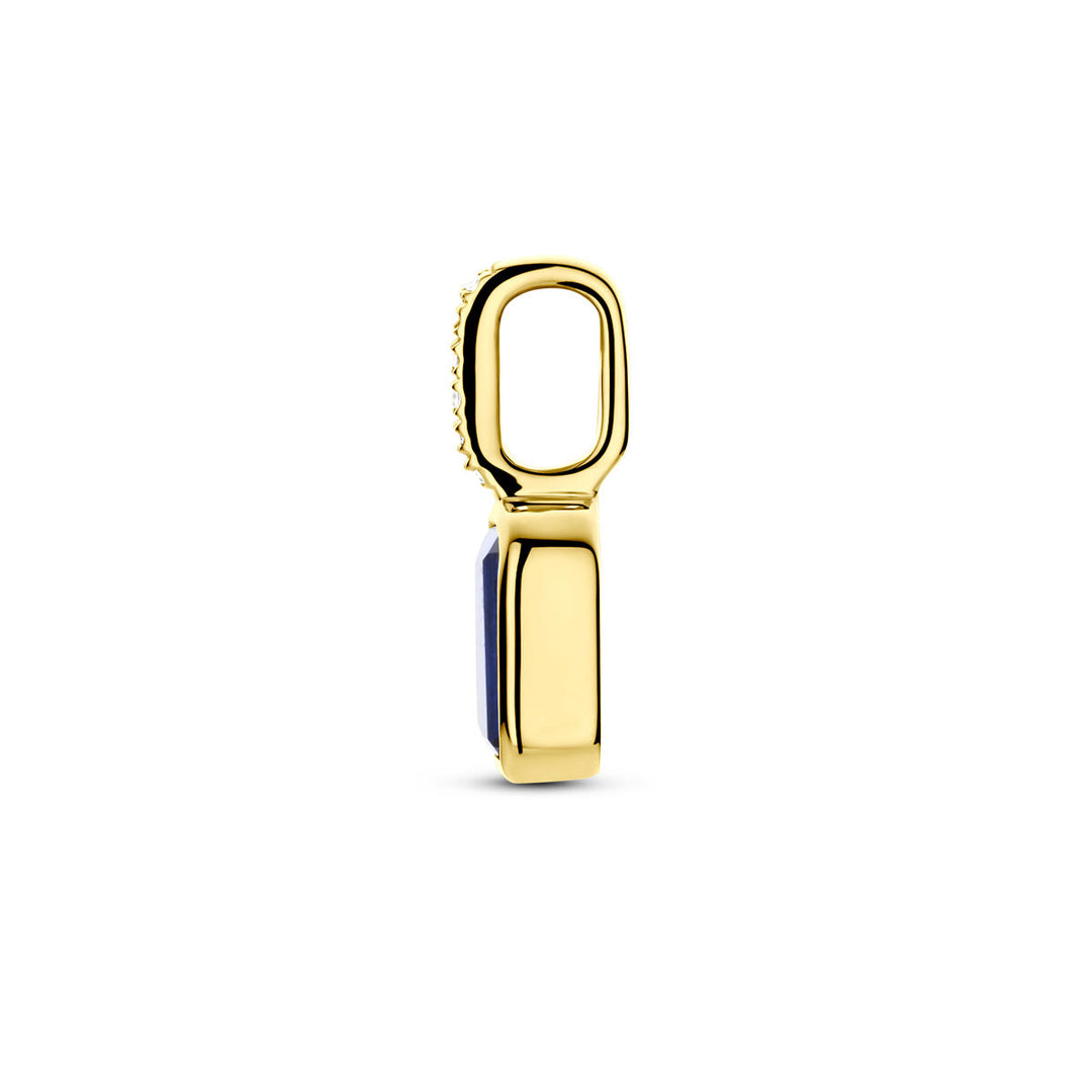 14k Geelgouden Hanger met Labgrown Saffier & Diamant 0.012ct (September)
