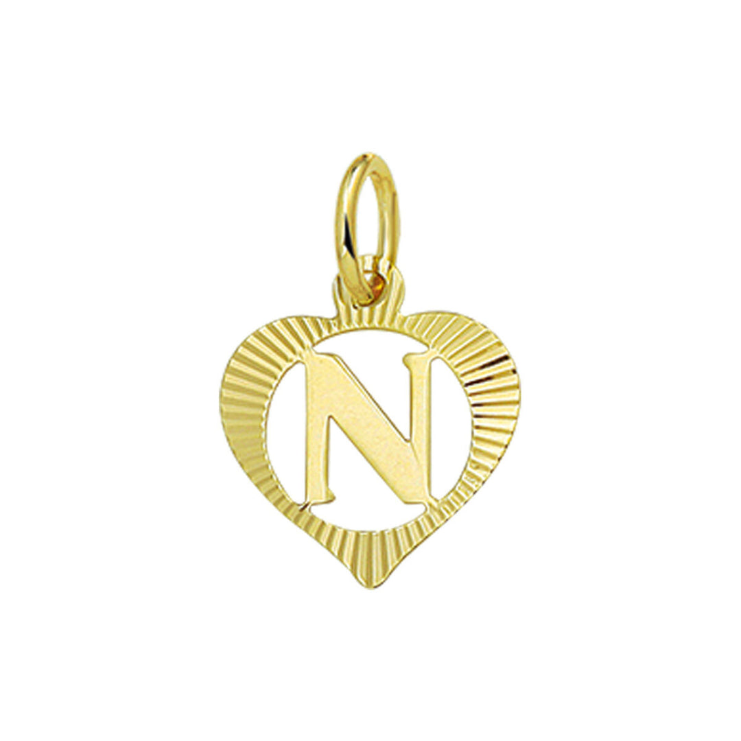 14k geelgouden hanger hart met brief