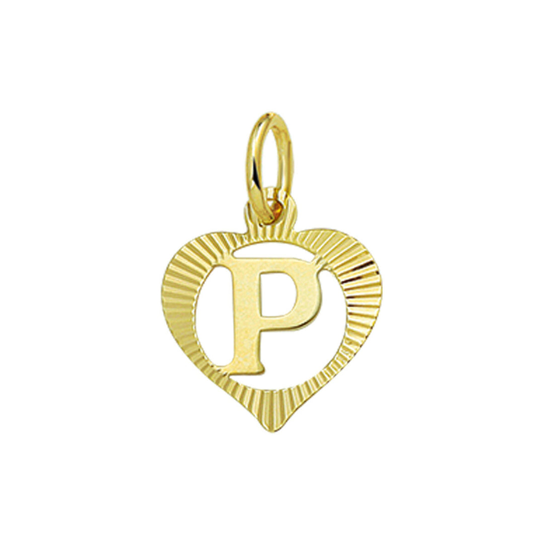 14k geelgouden hanger hart met brief