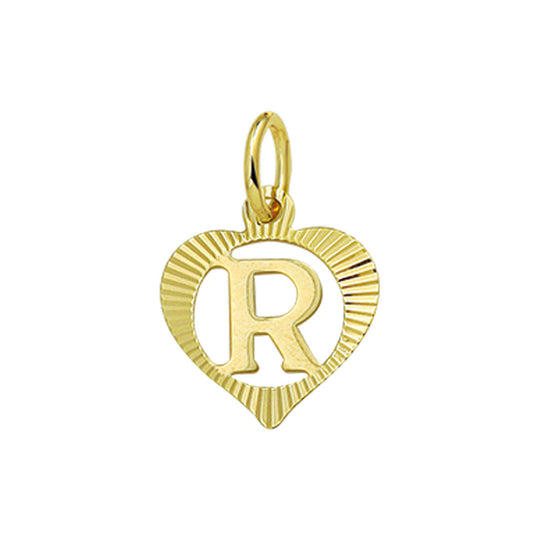 14k geelgouden hanger hart met brief
