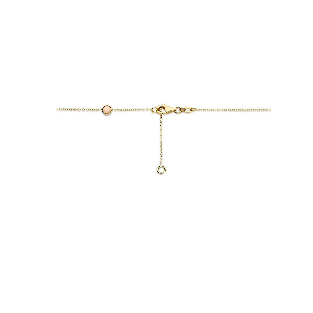 14k Geelgouden Ketting met Roze Robijn en Roze Opaal – 42-45 cm