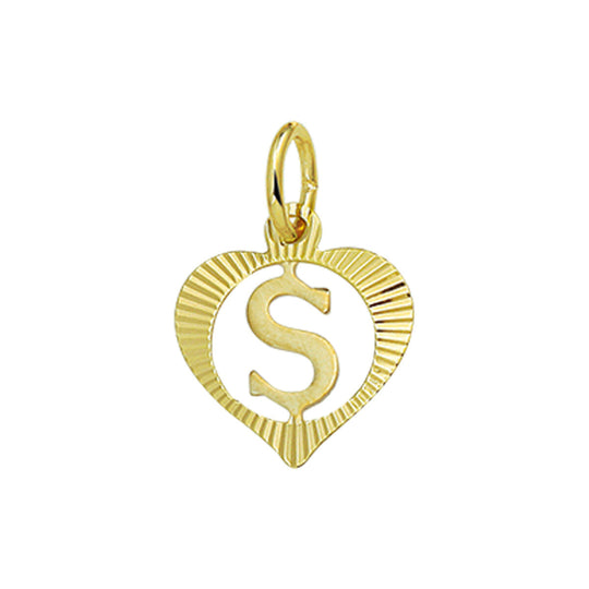 14k geelgouden hanger hart met brief