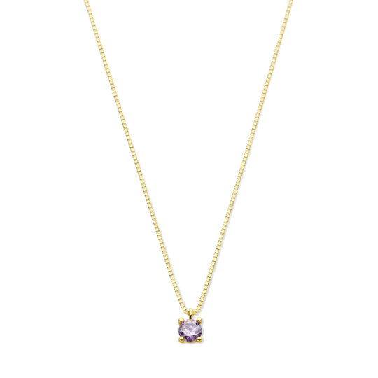 14k Geelgouden Ketting met Synthetische Geboortesteen – 42+2 cm