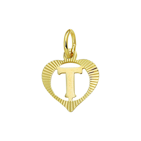 14k geelgouden hanger hart met brief