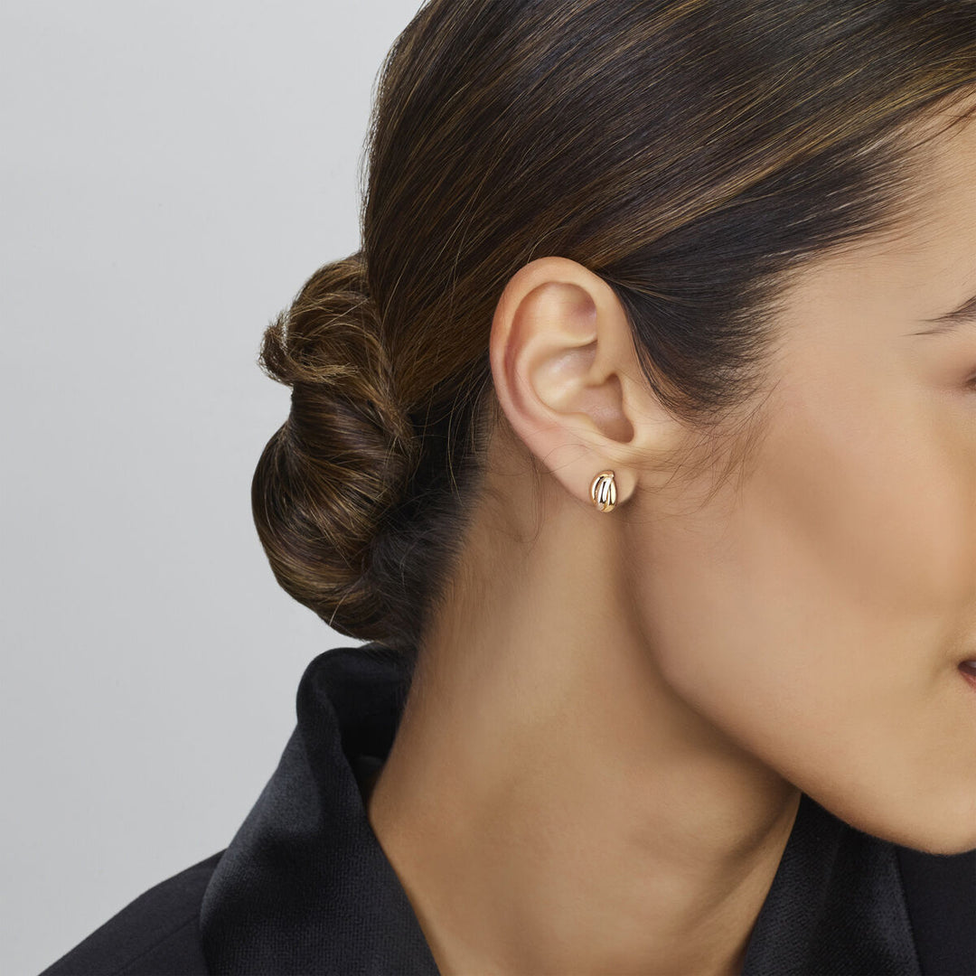 14k Tricolor Gouden Stekeroorringen 11.5mm – Wit, Rosé & Geel