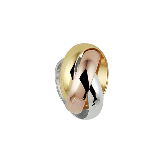 14k Tricolor Gouden Hanger – 3 In Elkaar Gedraaide Ringetjes