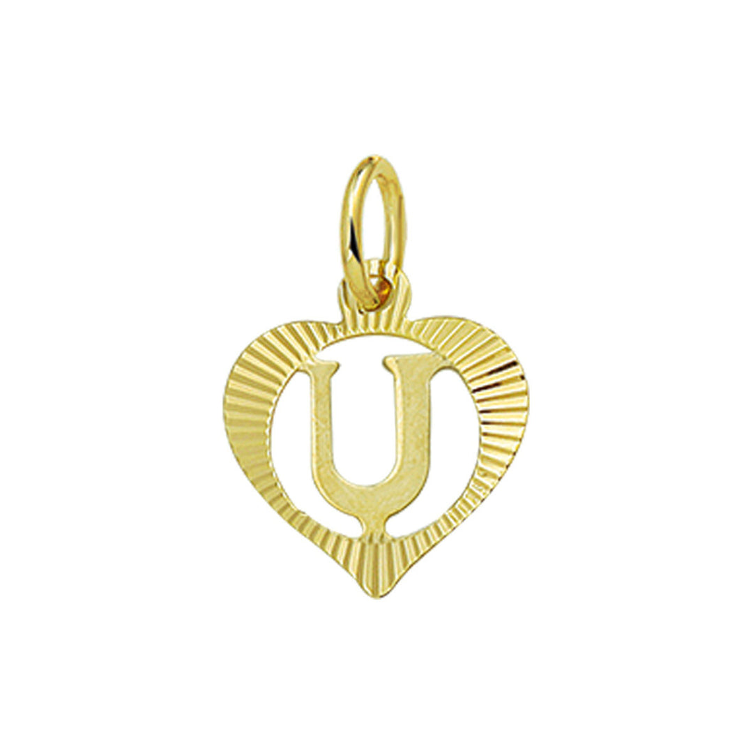 14k geelgouden hanger hart met brief