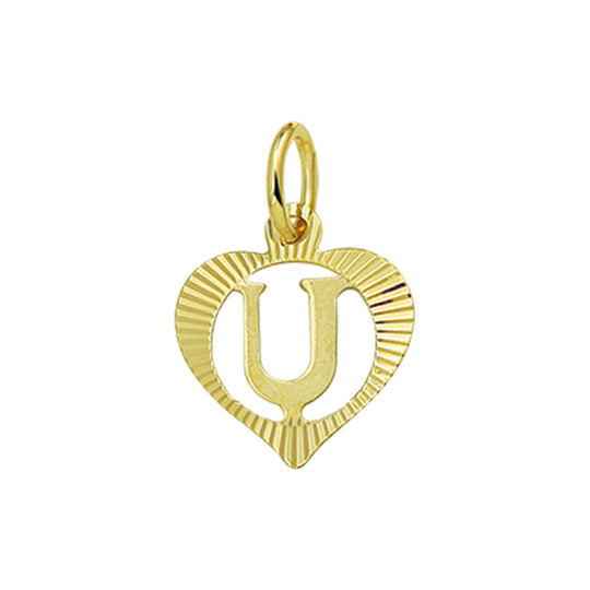 14k geelgouden hanger hart met brief