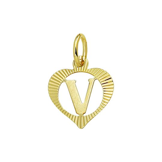 14k geelgouden hanger hart met brief