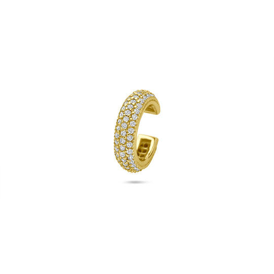 Verguld 925 zilveren ear cuff 13 mm met zirkonia – Geelgouden oormanchet