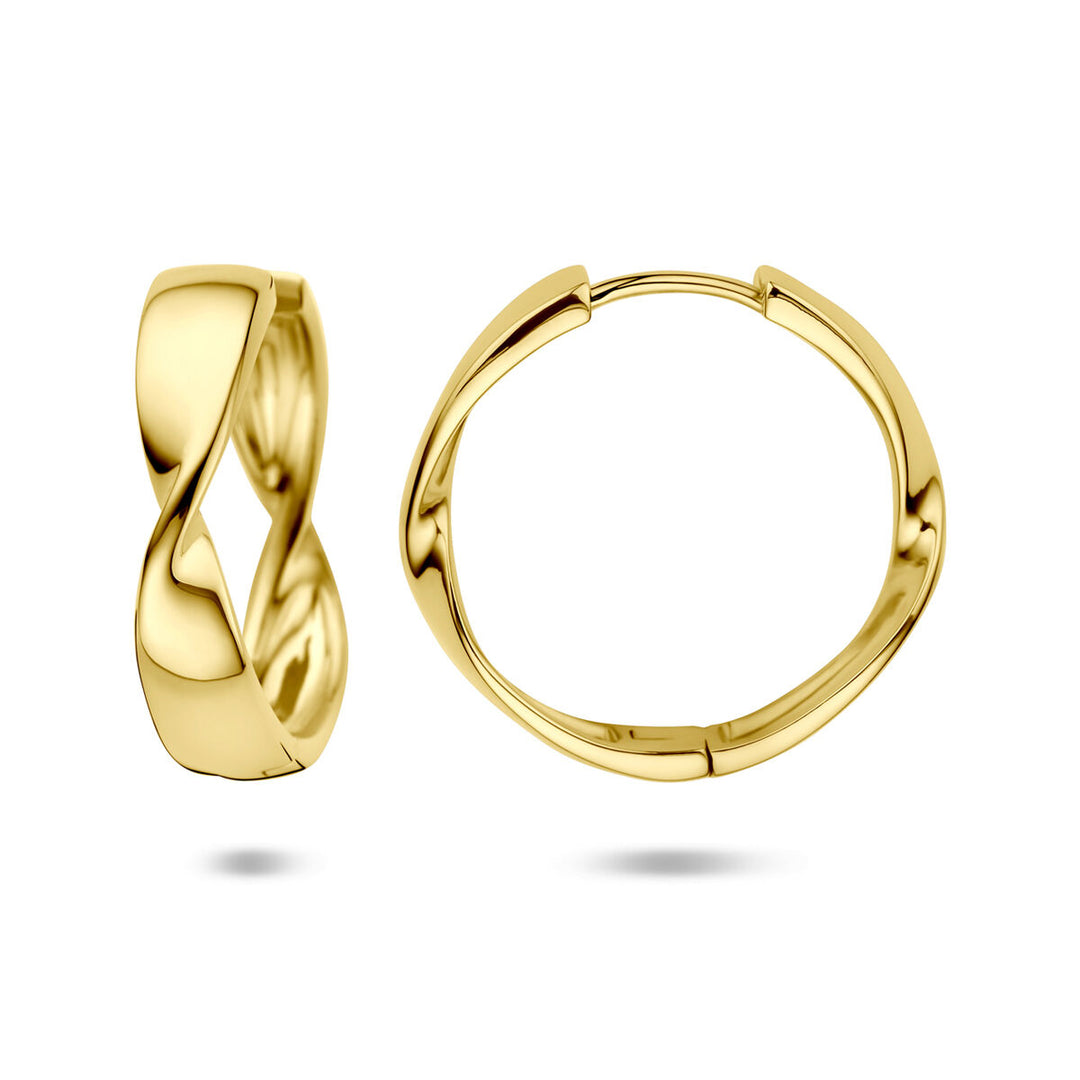 Verguld 925 zilveren klapoorringen 25 mm – Geelgouden creolen